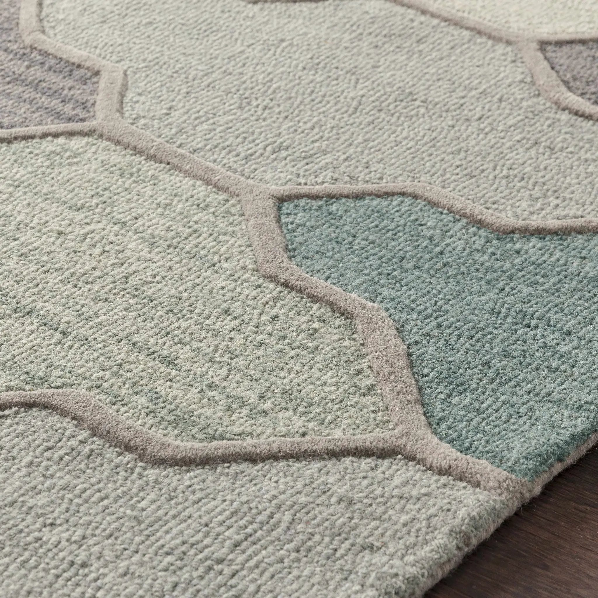 Monteview Sage&Teal Geometric Wool Rug - Clearance by Boutique Rugs