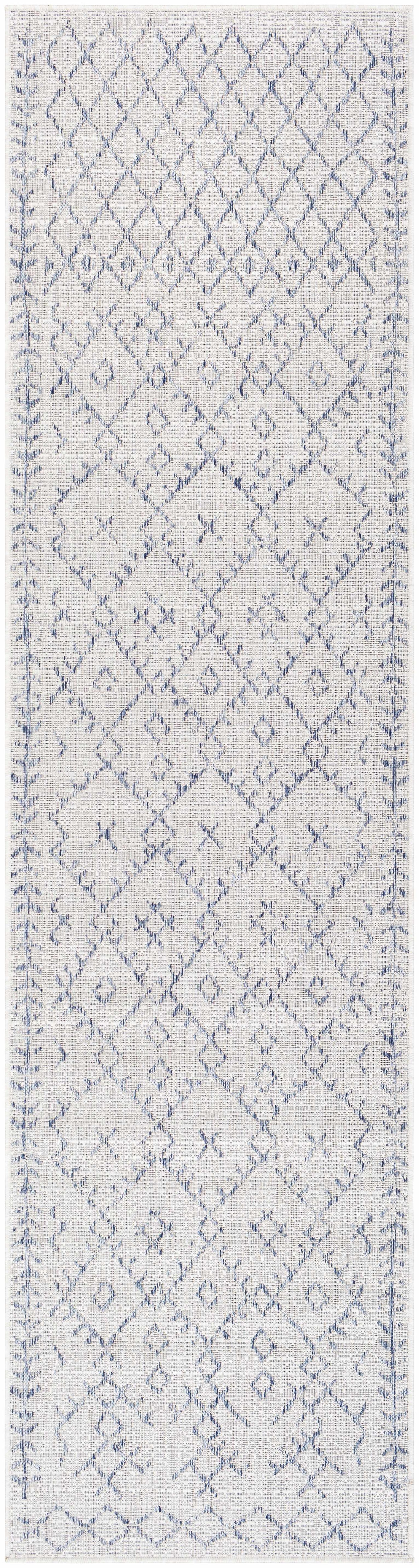 Maunawili Blue Detailed Gray Outdoor Rug - Clearance by Boutique Rugs