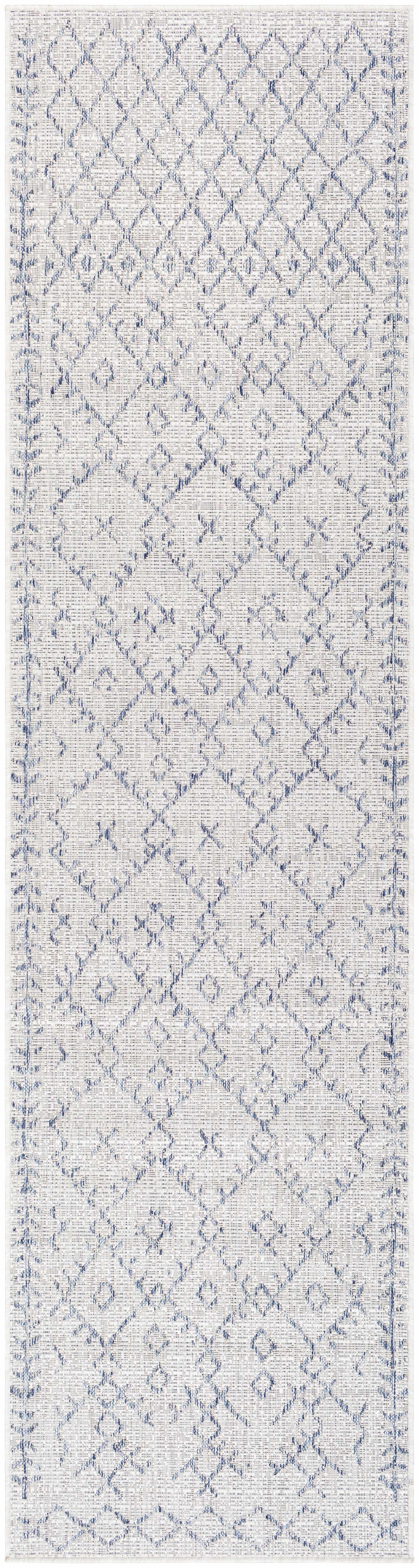 Maunawili Blue Detailed Gray Outdoor Rug - Clearance by Boutique Rugs