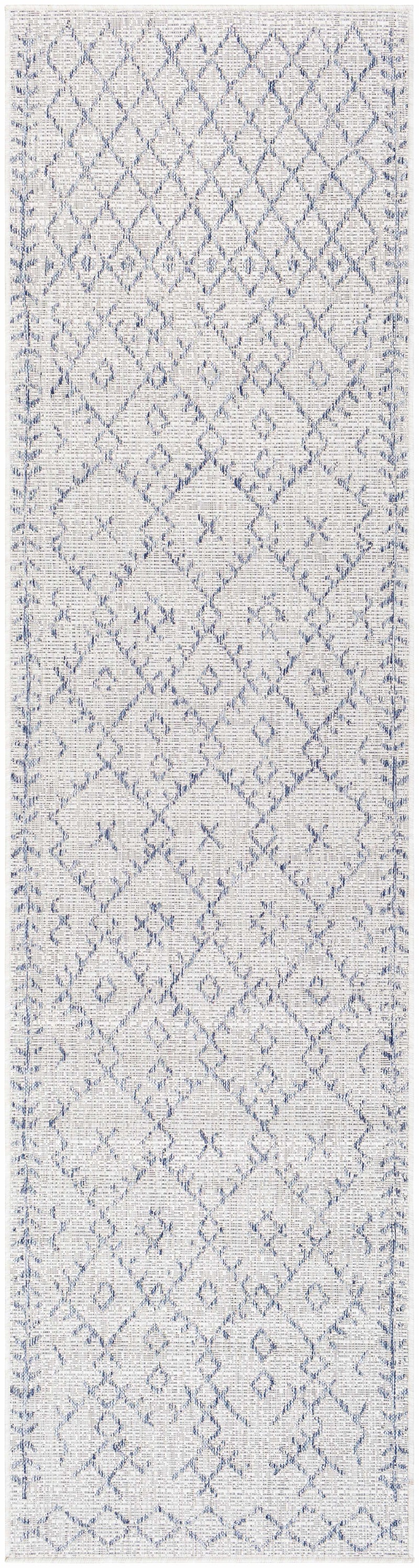 Maunawili Blue Detailed Gray Outdoor Rug - Clearance by Boutique Rugs