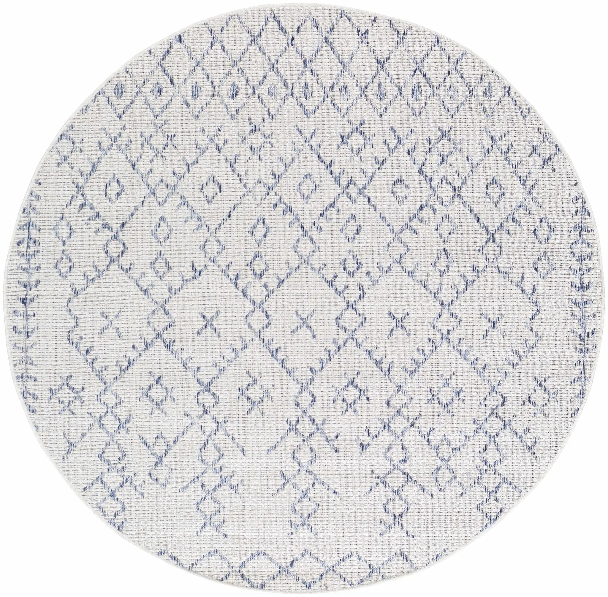 Maunawili Blue Detailed Gray Outdoor Rug - Clearance by Boutique Rugs