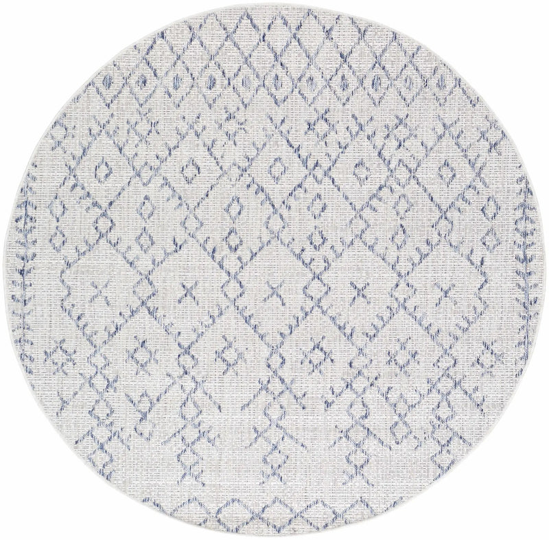Maunawili Blue Detailed Gray Outdoor Rug - Clearance by Boutique Rugs