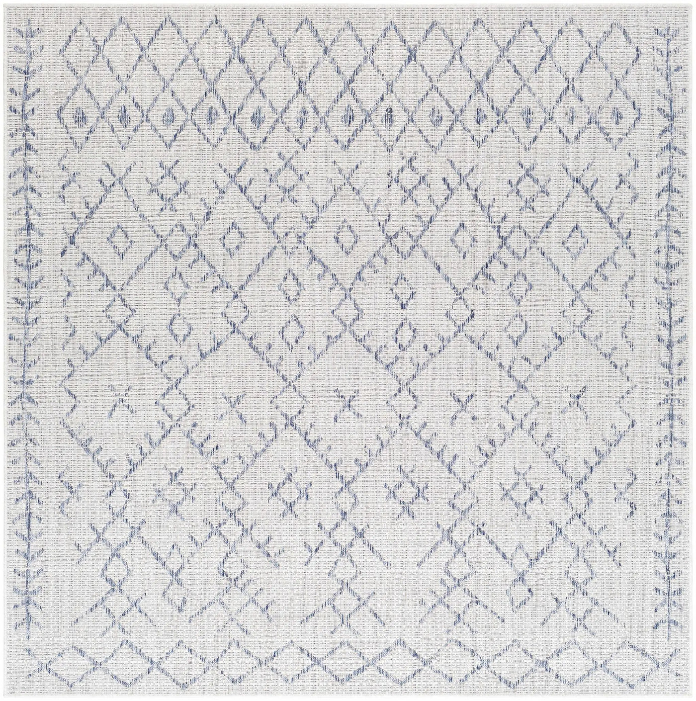 Maunawili Blue Detailed Gray Outdoor Rug - Clearance by Boutique Rugs