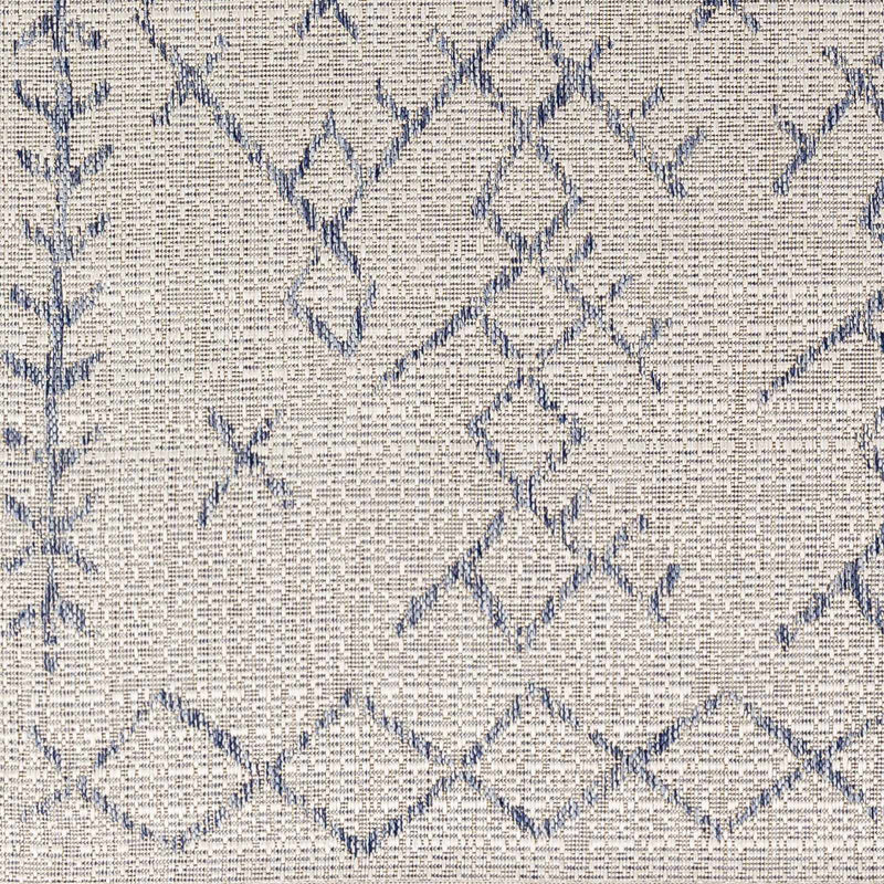 Maunawili Blue Detailed Gray Outdoor Rug - Clearance by Boutique Rugs