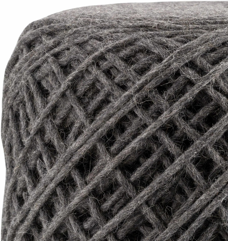 Moapa Charcoal Wool Pouf by Boutique Rugs