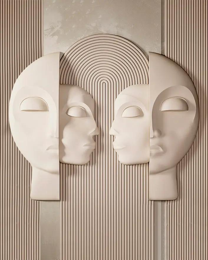 Wabi-Sabi 3D Face Wall Relief Art by Gizz