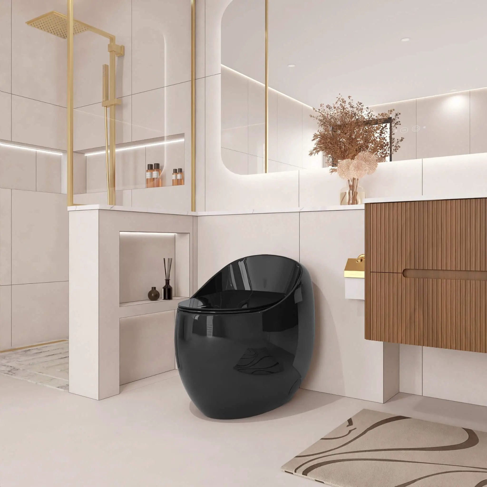 Nuvia Modern 1.28 GPF Single Flush 1-Piece Ceramic Egg-Shaped Toilet (SAK93341) by SAKSBY WHOLESALE