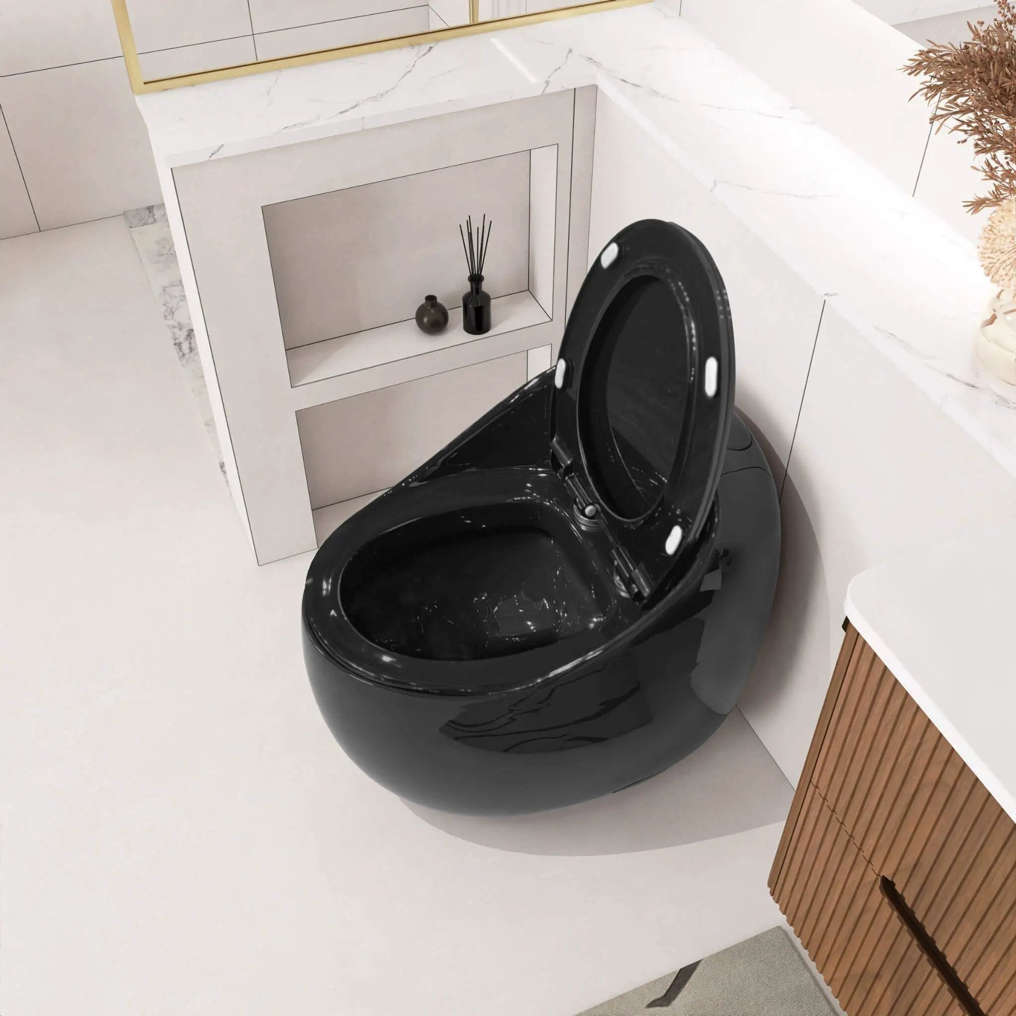 Nuvia Modern 1.28 GPF Single Flush 1-Piece Ceramic Egg-Shaped Toilet (SAK93341) by SAKSBY WHOLESALE