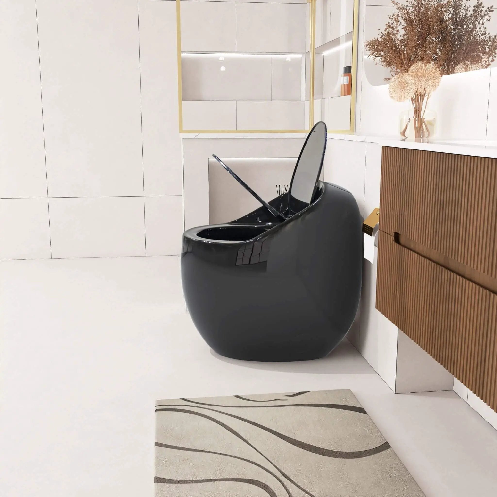 Nuvia Modern 1.28 GPF Single Flush 1-Piece Ceramic Egg-Shaped Toilet (SAK93341) by SAKSBY WHOLESALE