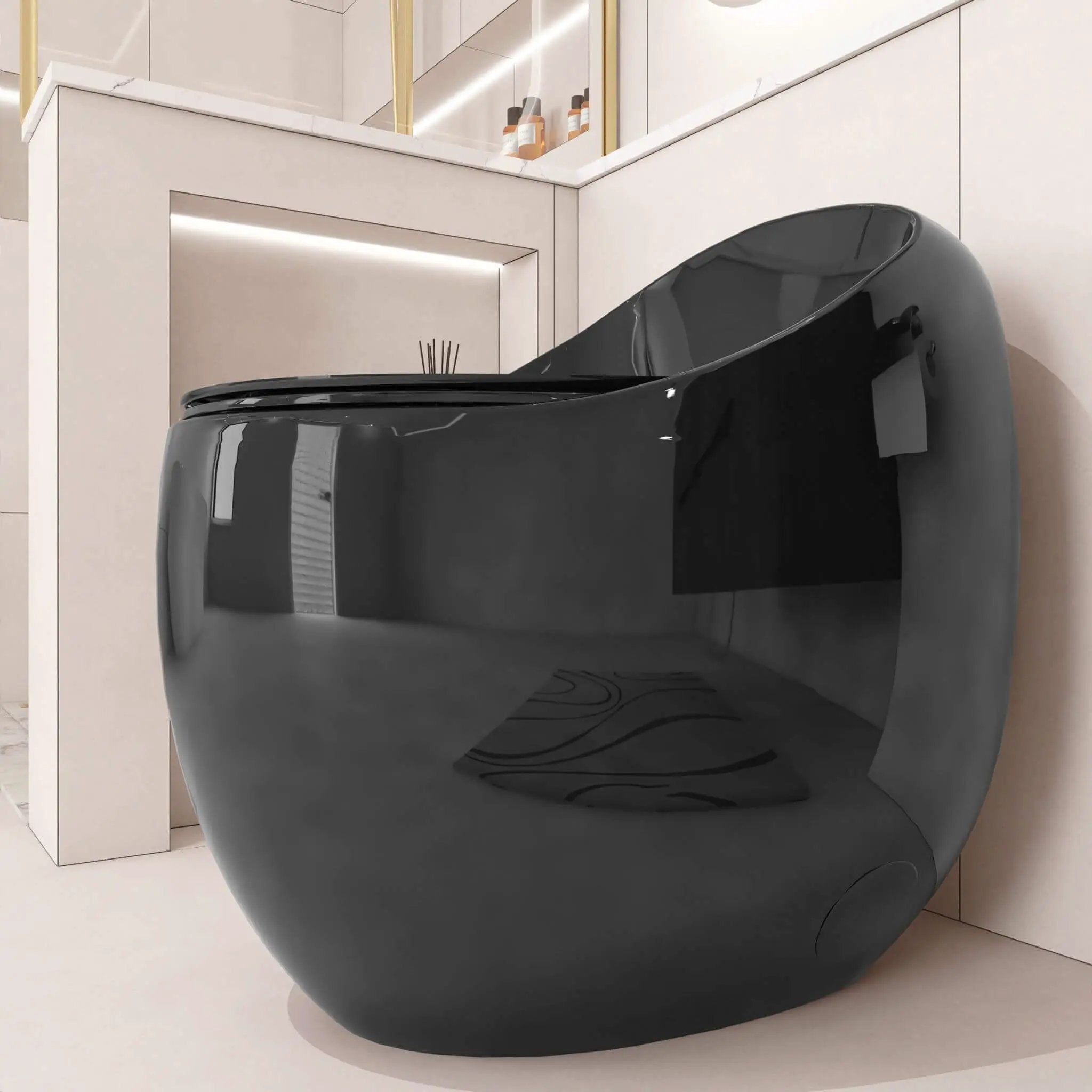 Nuvia Modern 1.28 GPF Single Flush 1-Piece Ceramic Egg-Shaped Toilet (SAK93341) by SAKSBY WHOLESALE