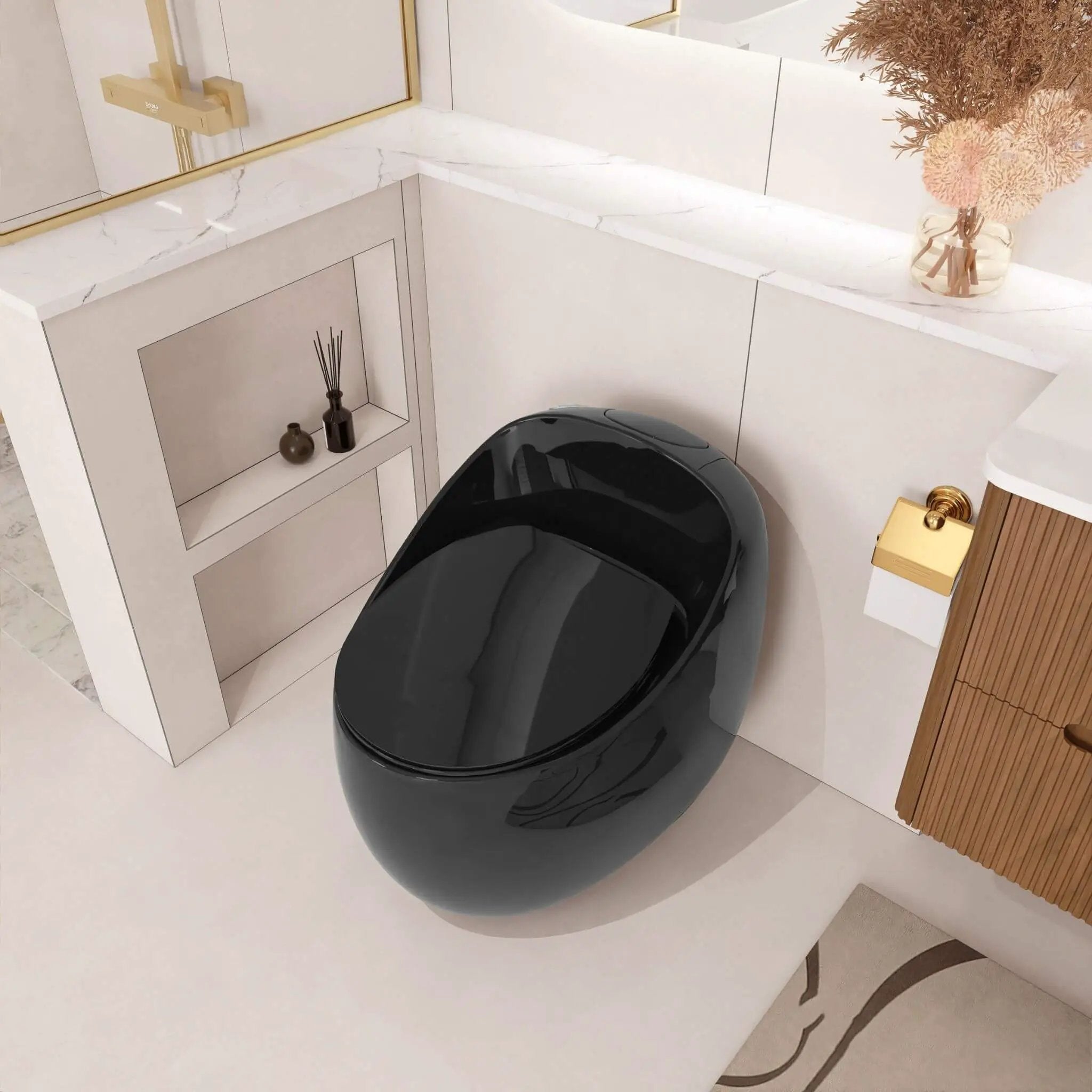 Nuvia Modern 1.28 GPF Single Flush 1-Piece Ceramic Egg-Shaped Toilet (SAK93341) by SAKSBY WHOLESALE