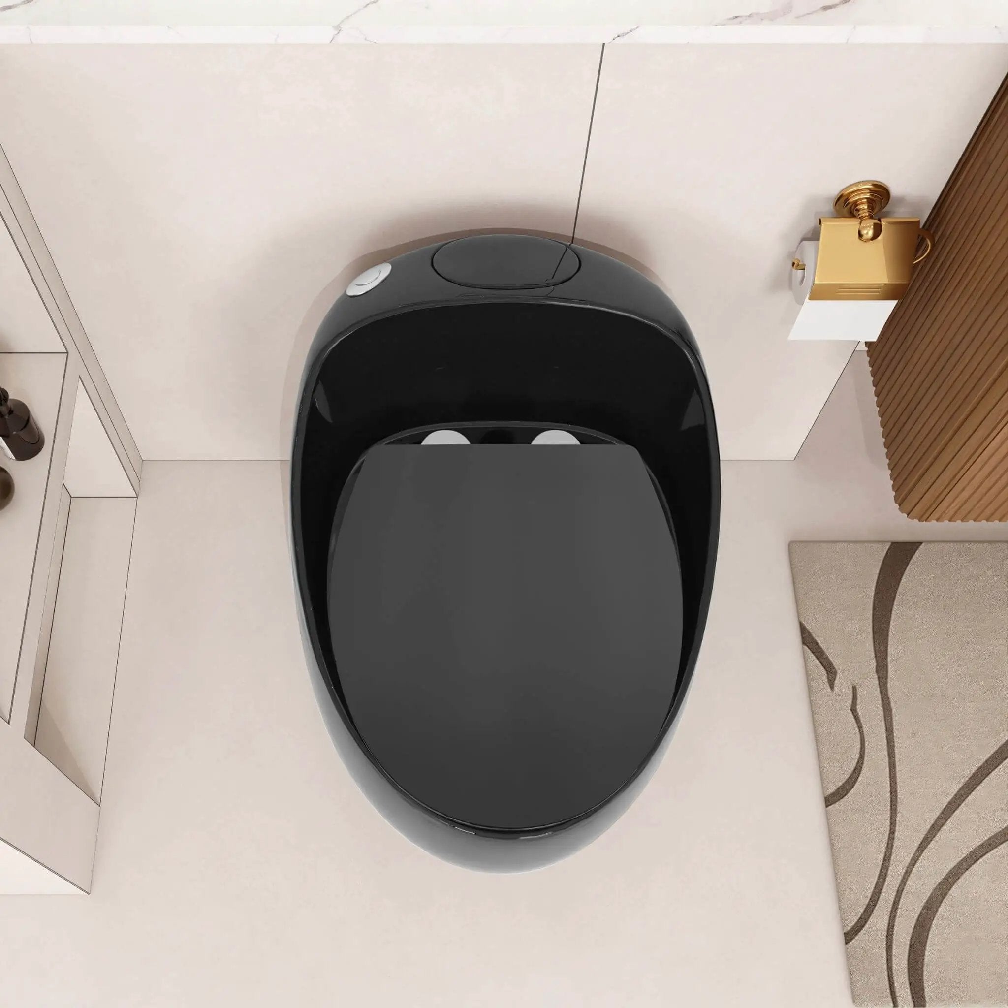 Nuvia Modern 1.28 GPF Single Flush 1-Piece Ceramic Egg-Shaped Toilet (SAK93341) by SAKSBY WHOLESALE