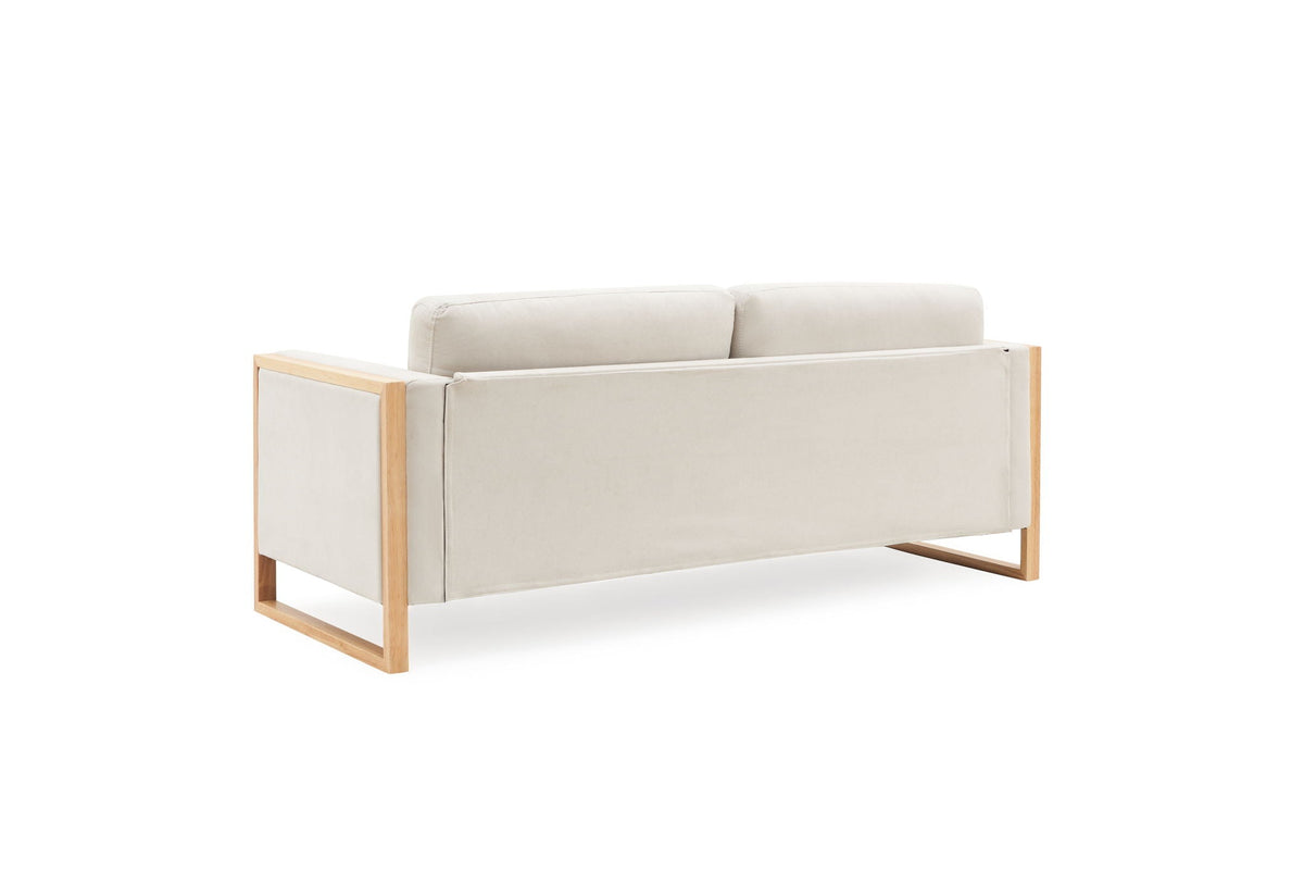 Modern 3-Seater Sofa with Solid Wood Legs - Beige or White, photo 4 of 8