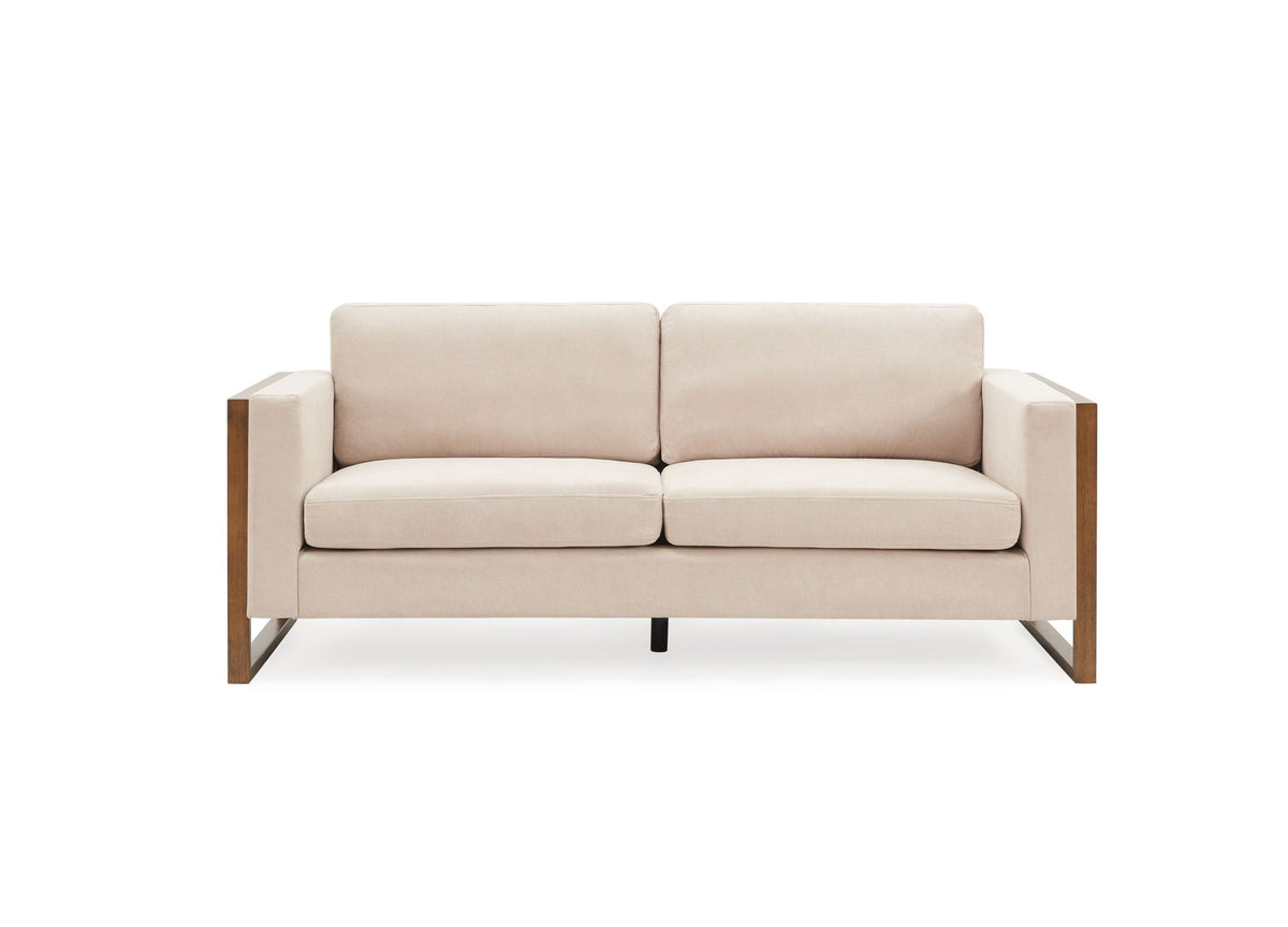 Modern 3-Seater Sofa with Solid Wood Legs - Beige or White, photo 5 of 8