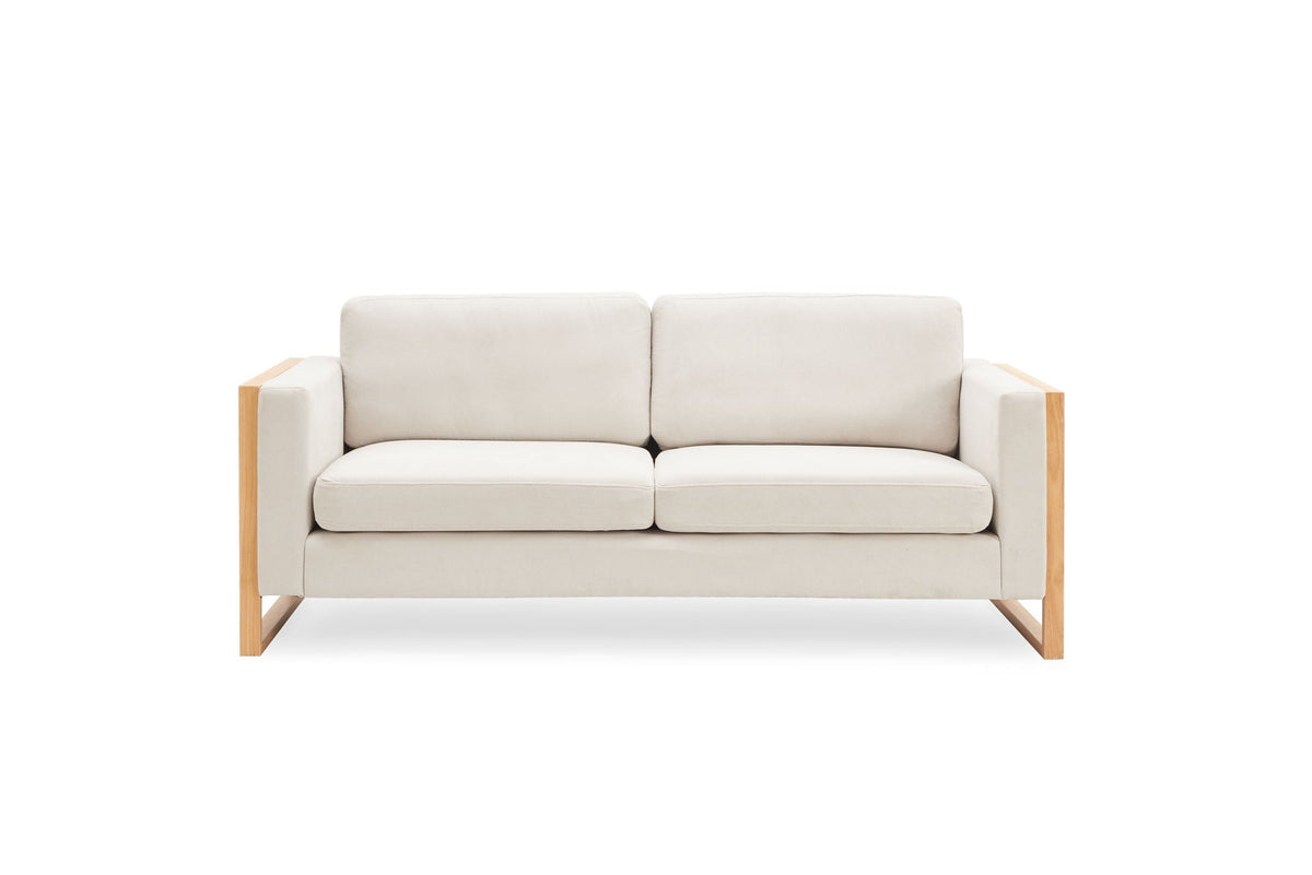 Modern 3-Seater Sofa with Solid Wood Legs - Beige or White, photo 6 of 8