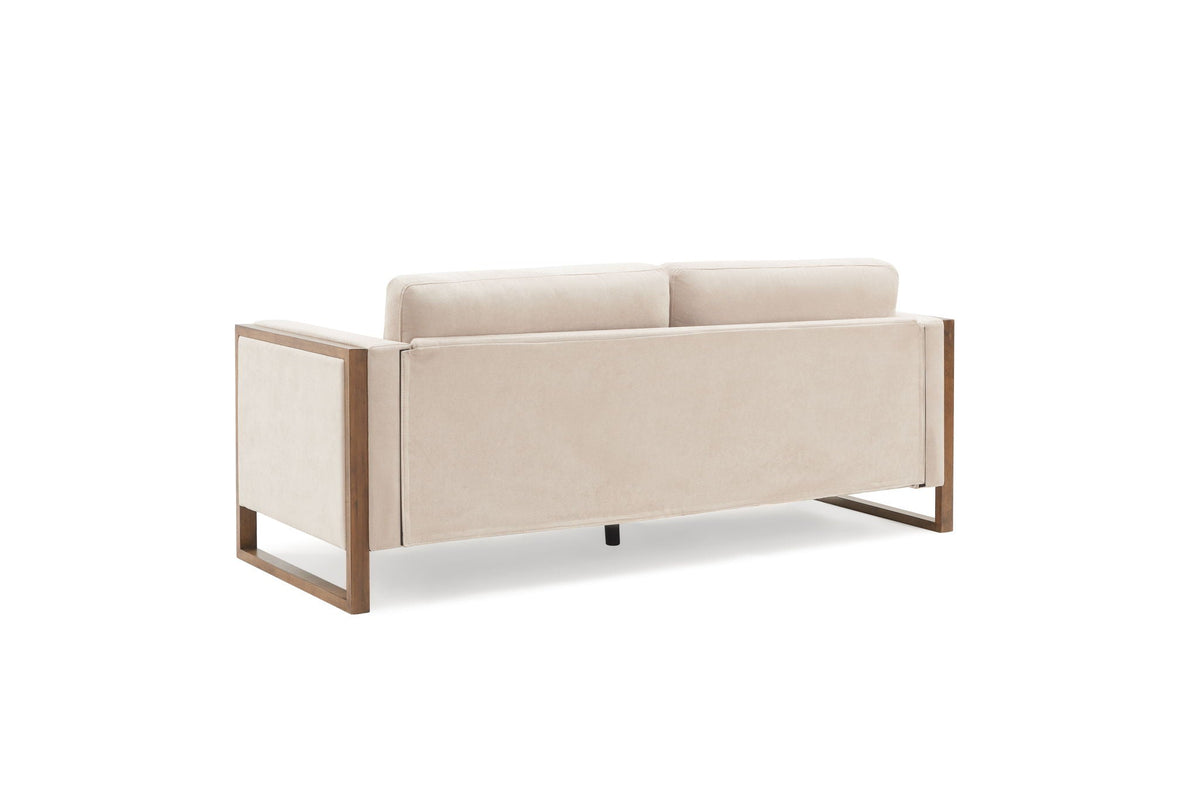 Modern 3-Seater Sofa with Solid Wood Legs - Beige or White, photo 7 of 8