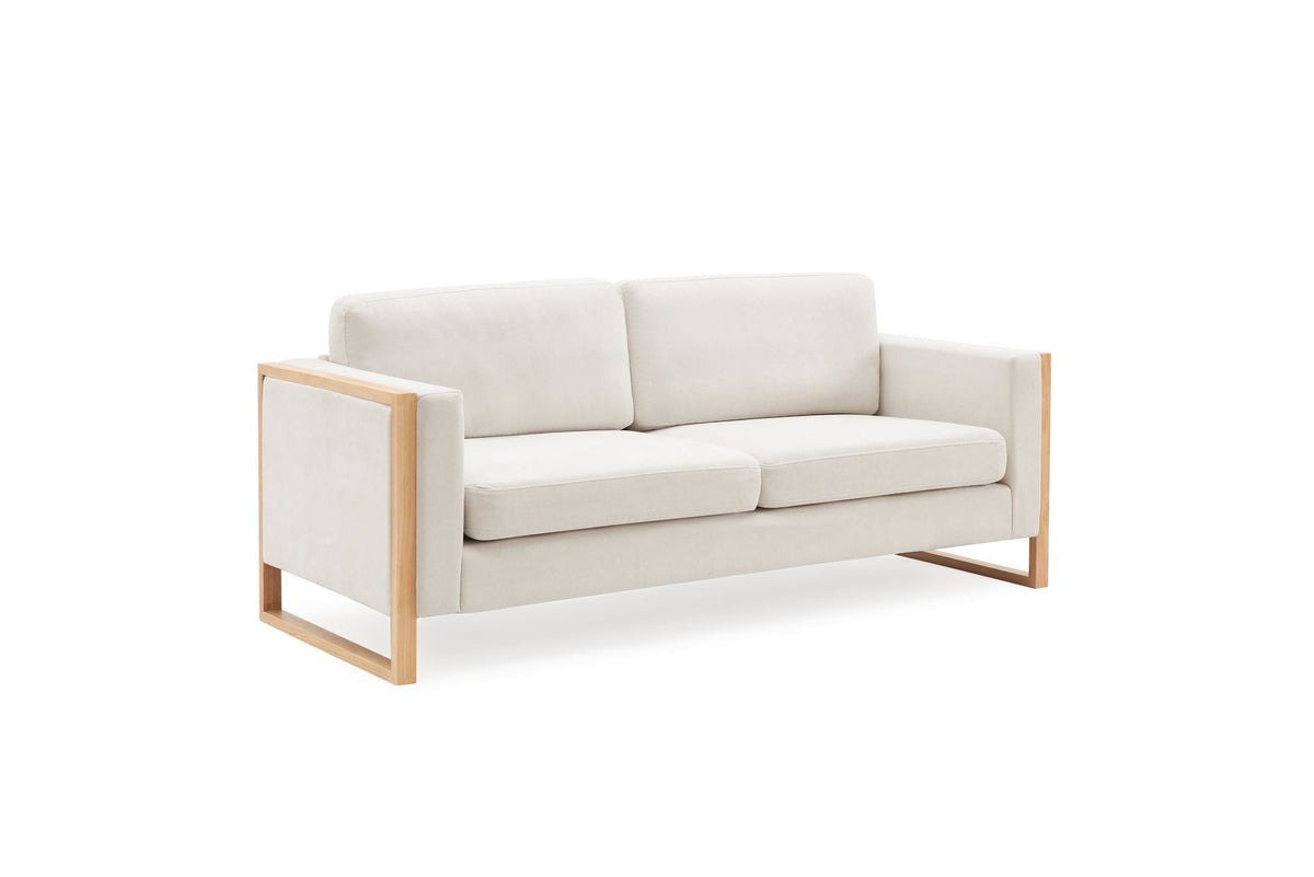 Modern 3-Seater Sofa with Solid Wood Legs - Beige or White, photo 8 of 8