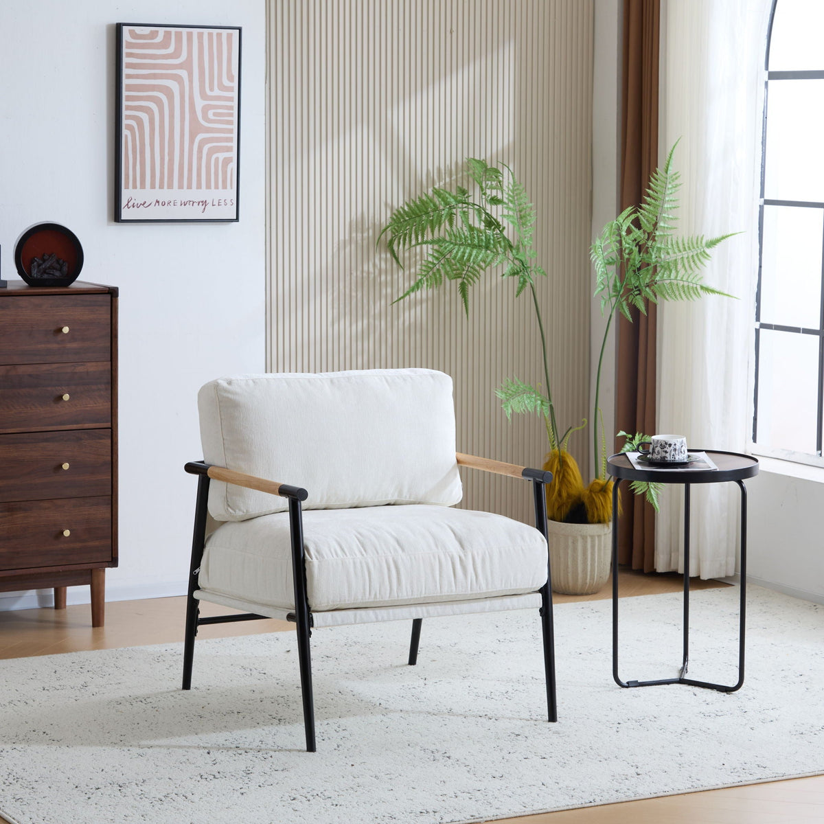 Modern Accent Chair with Plush Cushions and Wooden Armrests - Available in Multiple Colors, photo 14 of 24