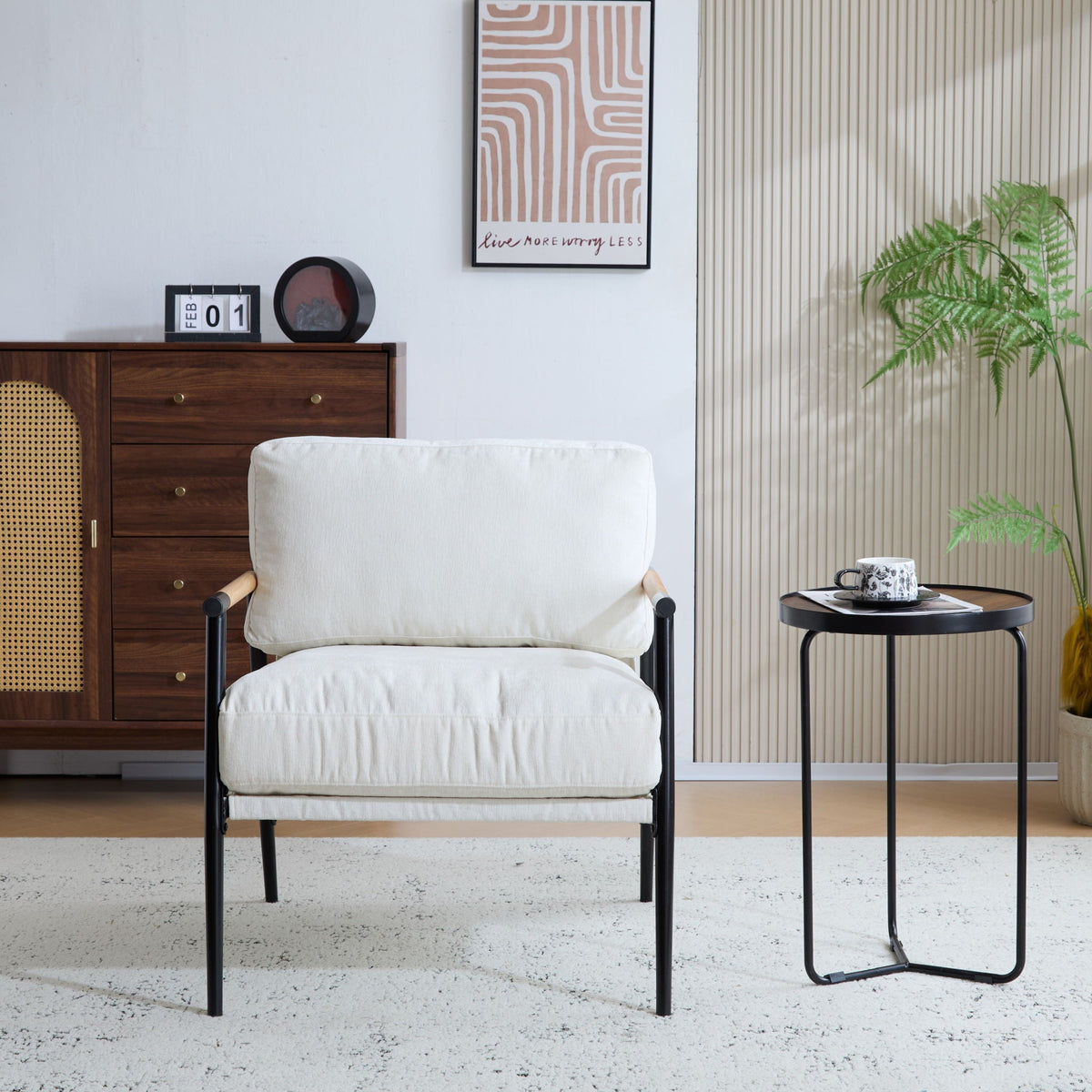 Modern Accent Chair with Plush Cushions and Wooden Armrests - Available in Multiple Colors, photo 23 of 24