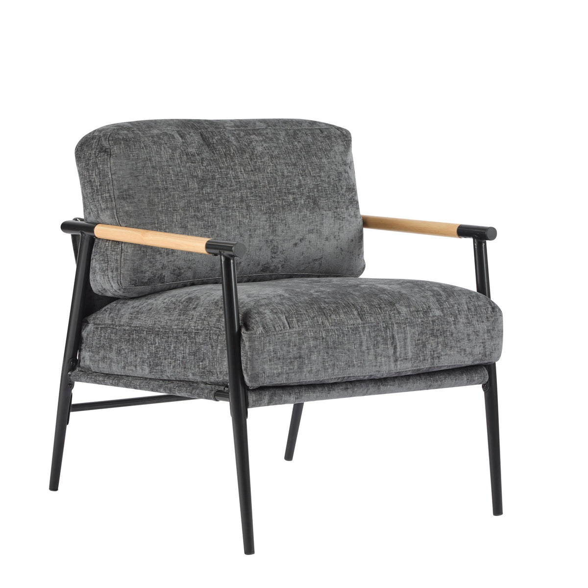 Modern Accent Chair with Plush Cushions and Wooden Armrests - Available in Multiple Colors, photo 3 of 24