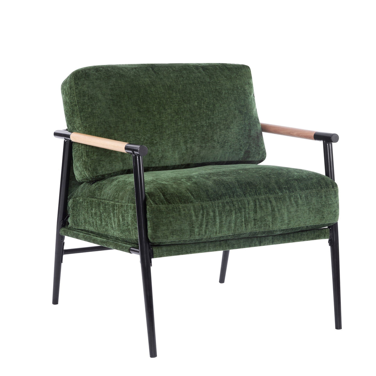 Modern Accent Chair with Plush Cushions and Wooden Armrests - Available in Multiple Colors, photo 5 of 24