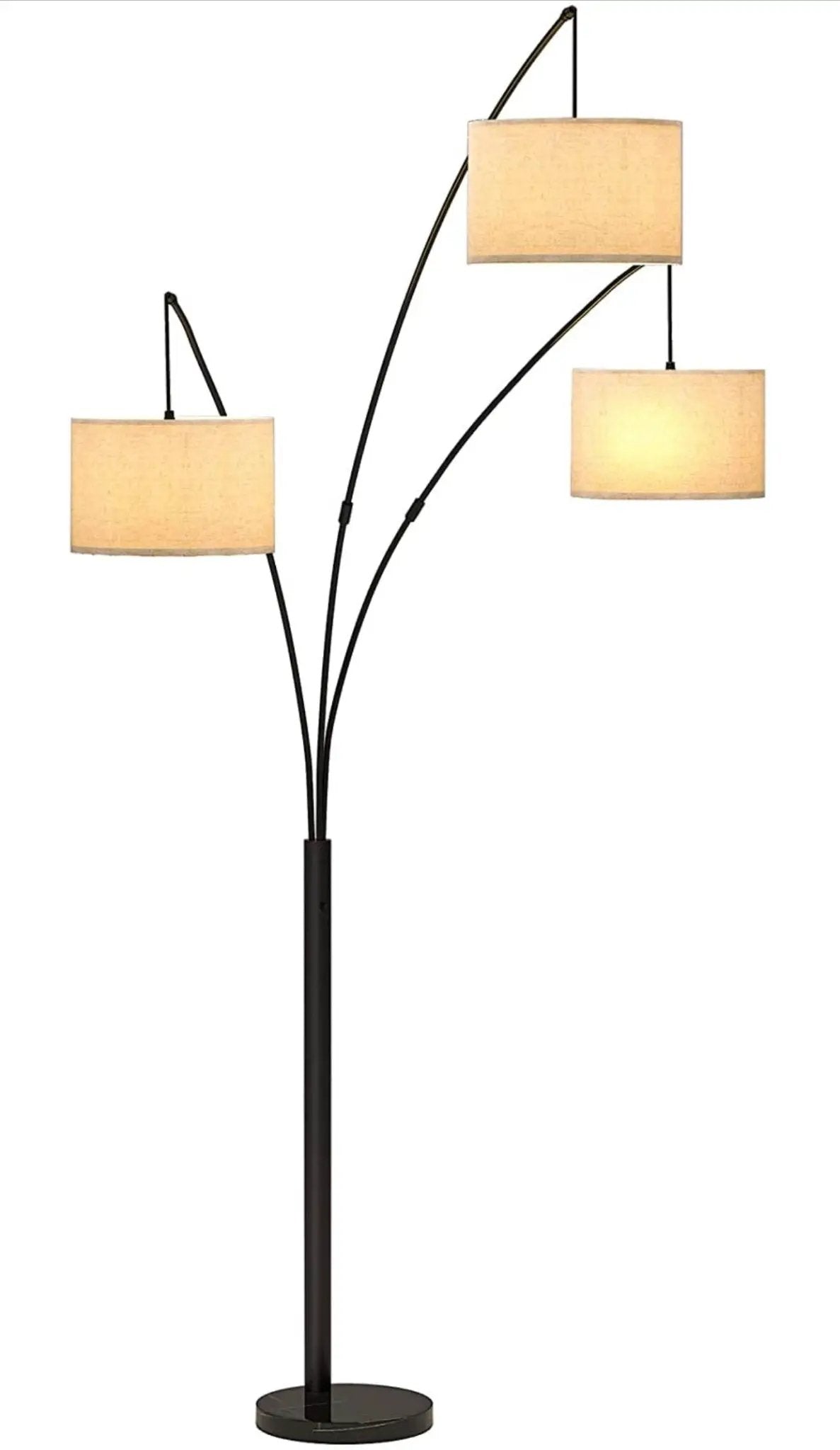 Modern Arc Floor Lamp w/ Marble Base -- 3 Lights Hanging Over The Couch from Behind - Multi Head Arching Tree Lamp -Oil Rubbed Bronze by Outdoor Solar Outlet
