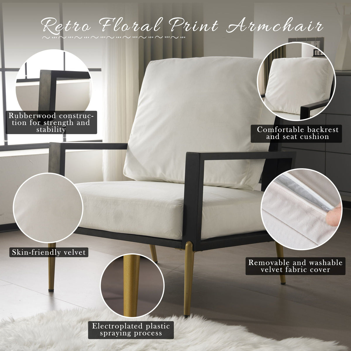 Modern Armchair With Solid Wood Frame and Adjustable Backrest - White or Light Blue, photo 5 of 8