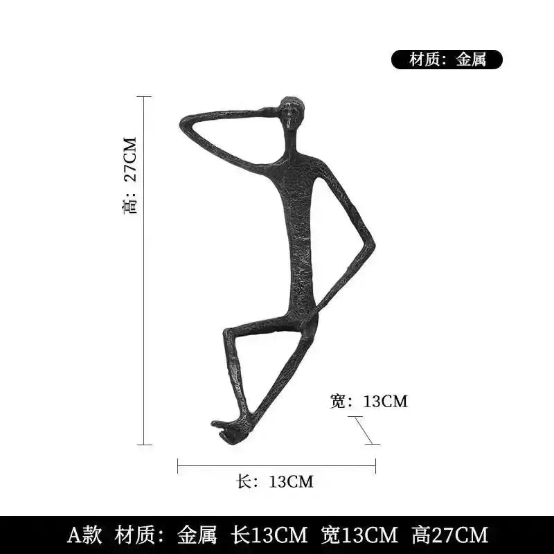Abstract Black Iron Figure Sculptures Set of 3 Shelf Sitters for Home by House Of Avana
