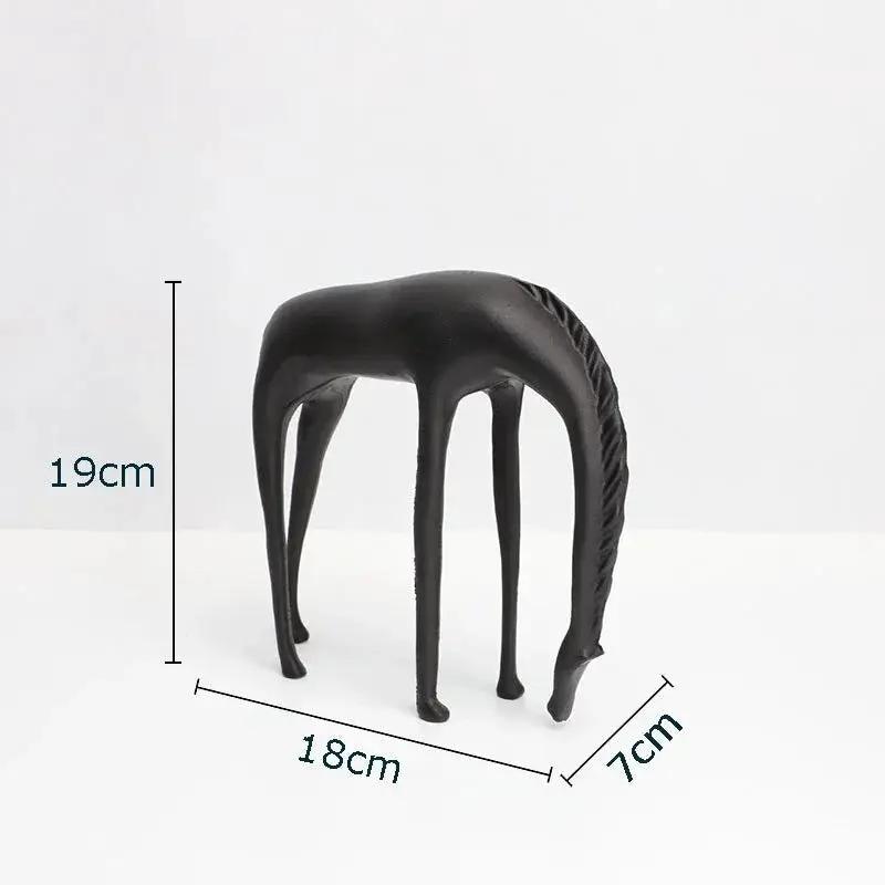Modern Minimalist Black Horse Sculpture Decorative Figurine by House Of Avana