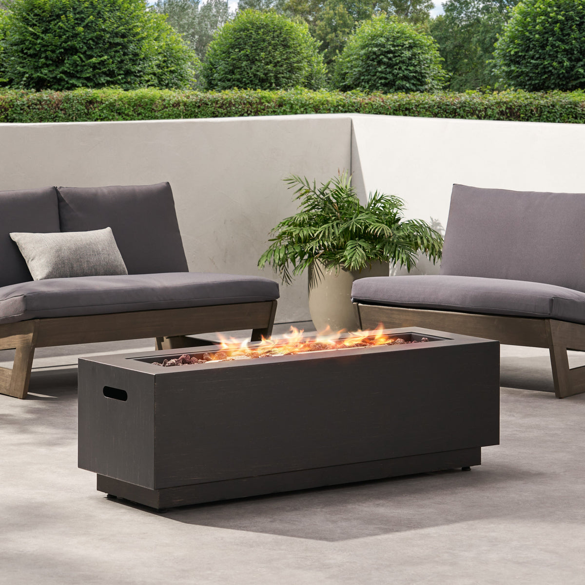 Modern Dark Grey 40' Outdoor Iron Propane Fire Pit, photo 12 of 16