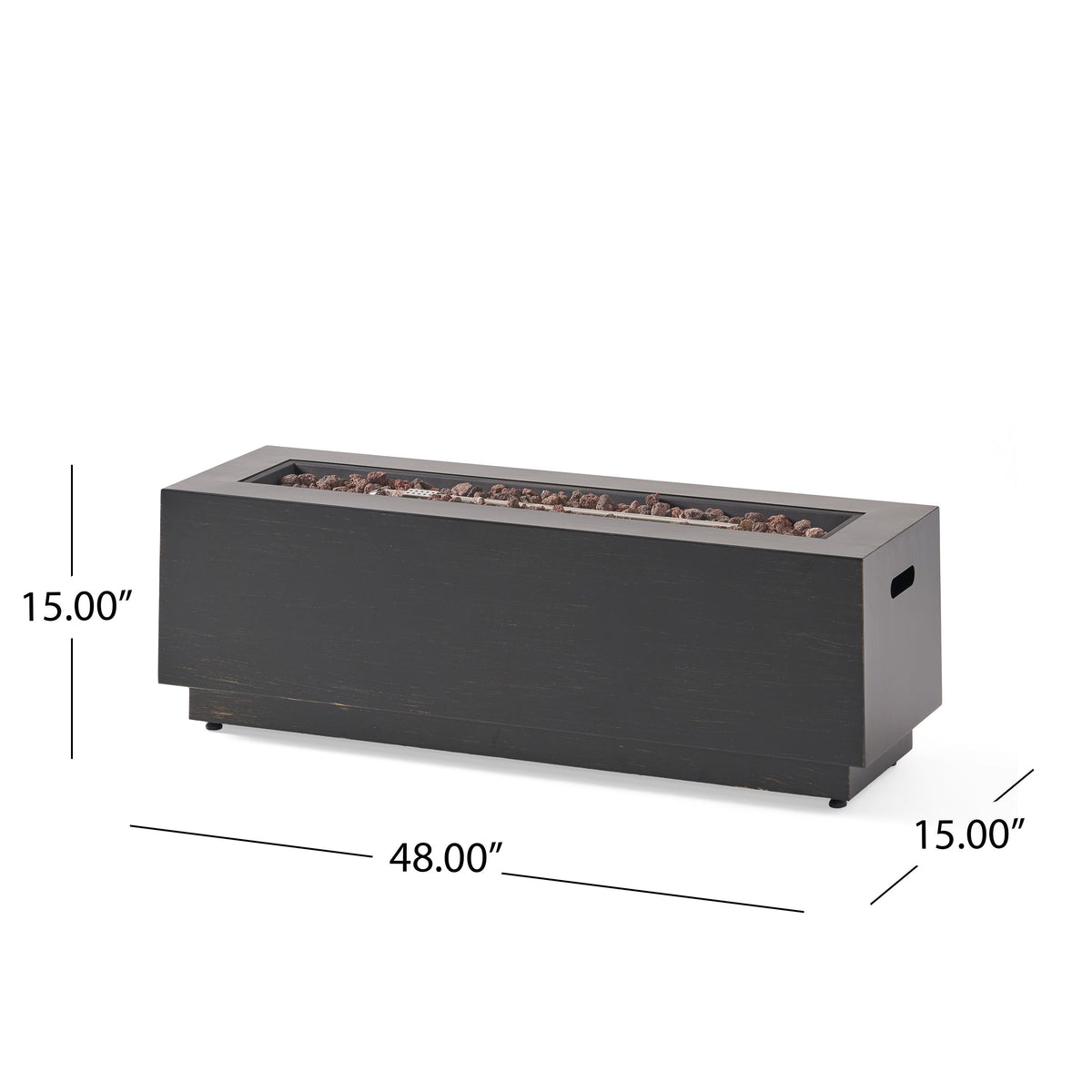 Modern Dark Grey 40' Outdoor Iron Propane Fire Pit, photo 3 of 16