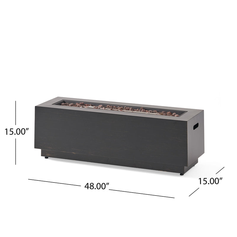 Modern Dark Grey 40' Outdoor Iron Propane Fire Pit, photo 3 of 16