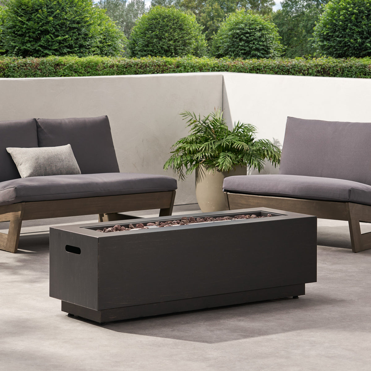 Modern Dark Grey 40' Outdoor Iron Propane Fire Pit, photo 4 of 16