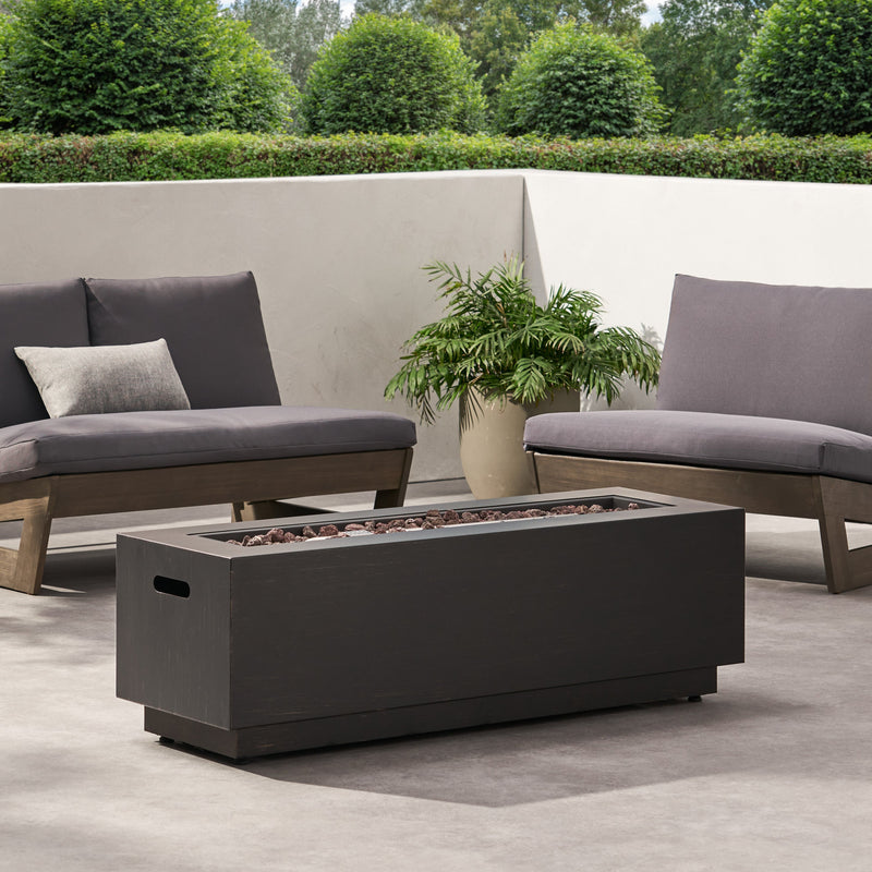 Modern Dark Grey 40' Outdoor Iron Propane Fire Pit, photo 4 of 16