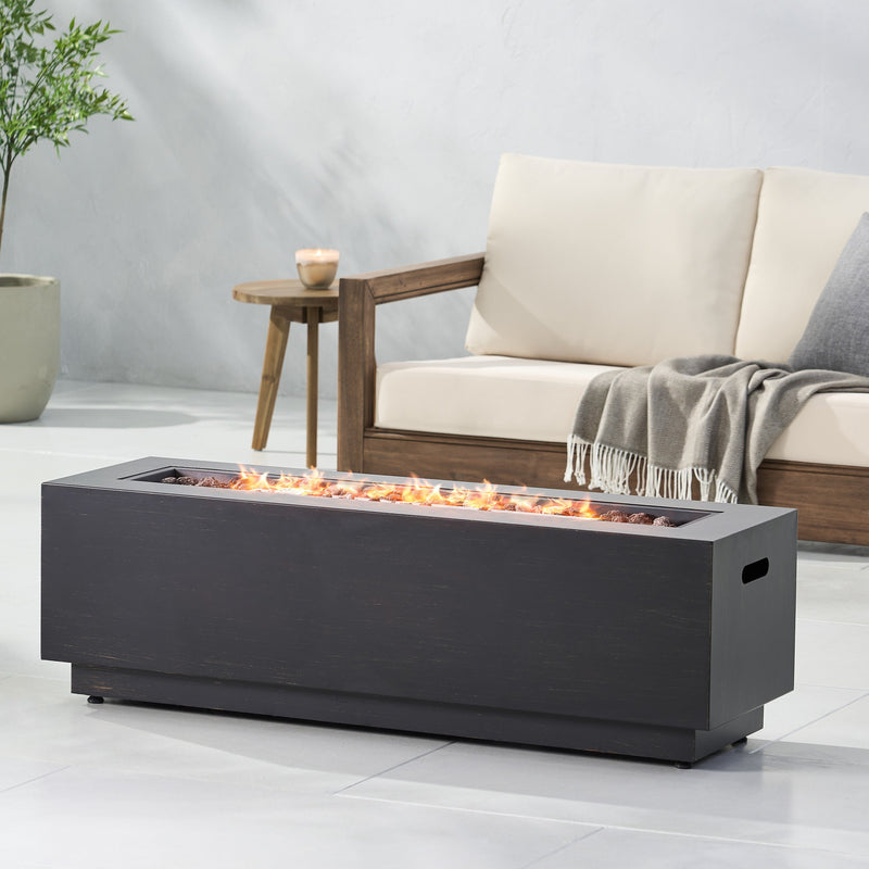 Modern Dark Grey 40' Outdoor Iron Propane Fire Pit, photo 9 of 16
