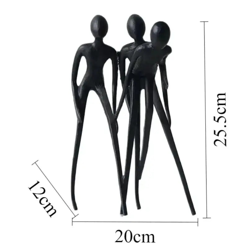 Abstract Human Sculpture Matte Black Iron Trio for Your Living Room by House Of Avana