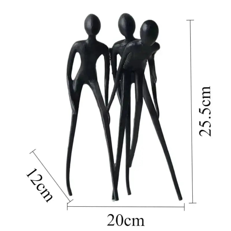 Abstract Human Sculpture Matte Black Iron Trio for Your Living Room by House Of Avana