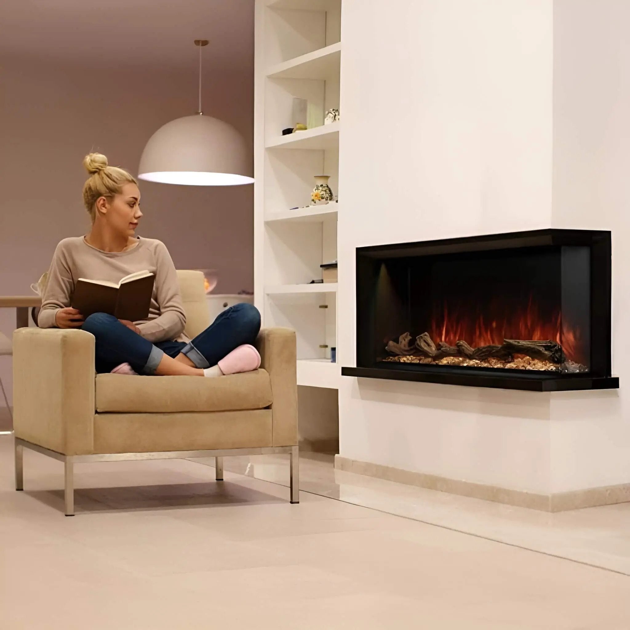 Modern Flames Landscape Pro Multi 56-Inch Linear Multi-Sided Electric Fireplace With Hybrid Flame Technology [LPM-5616V2] (SAK67390) by SAKSBY WHOLESALE