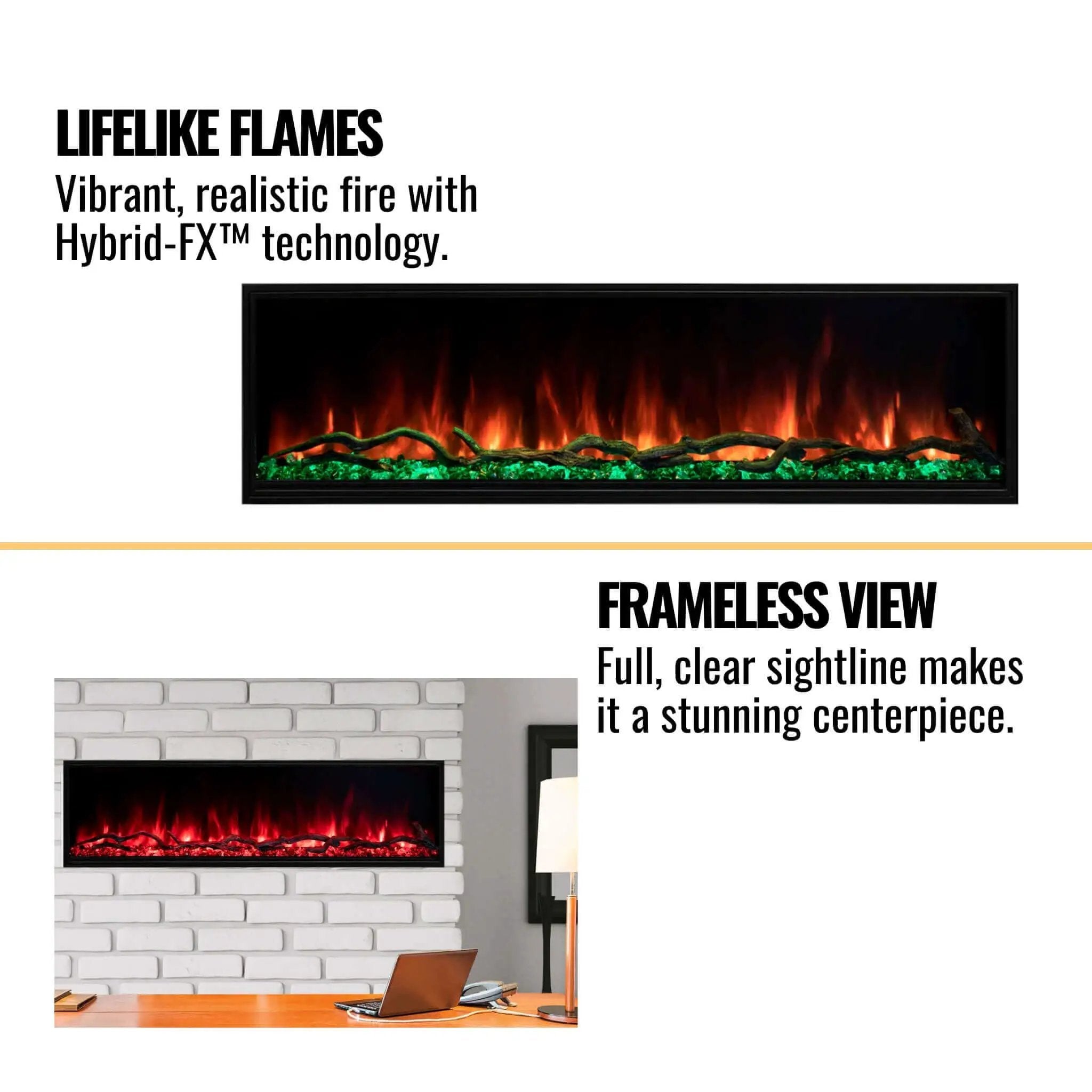 Modern Flames Landscape Pro Slim 56-Inch Built-In Linear Electric Fireplace [LPS-5614V2] (SAK54711) by SAKSBY WHOLESALE