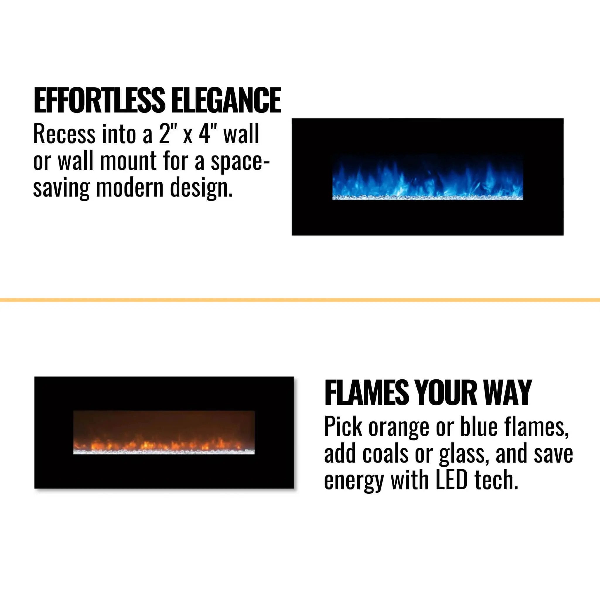 Modern Flames Ambiance 60-Inch Built-In Electric Fireplace With LED Flame Technology [AL60CLX2-G] (SAK12890) by SAKSBY WHOLESALE