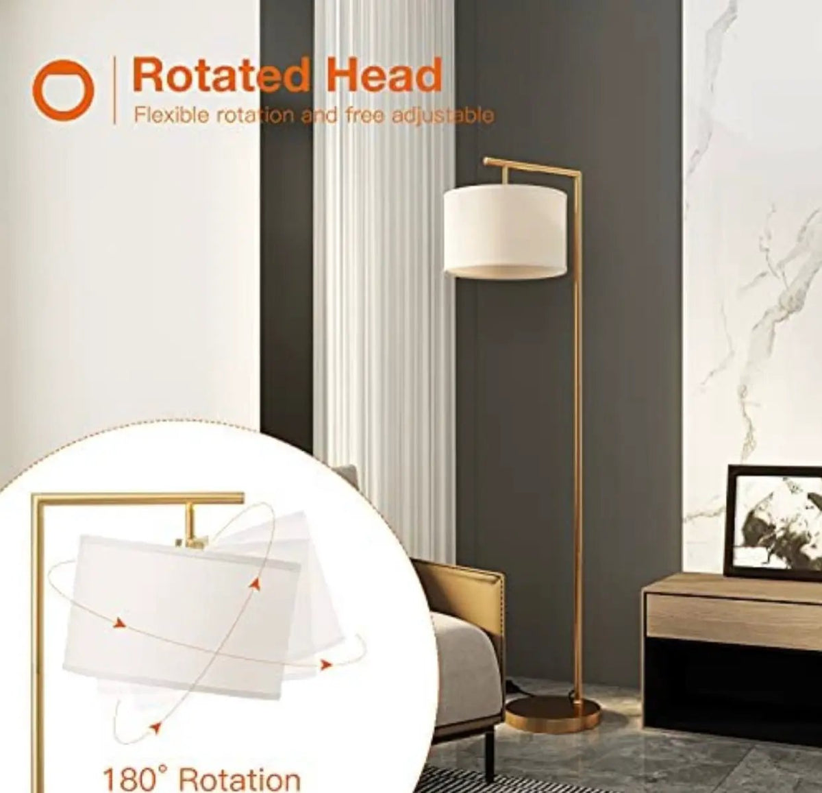 Modern Floor Lamp, Classic Standing Lamp Reading Standing Light for Bedroom Living Room with LED Bulb by Outdoor Solar Outlet