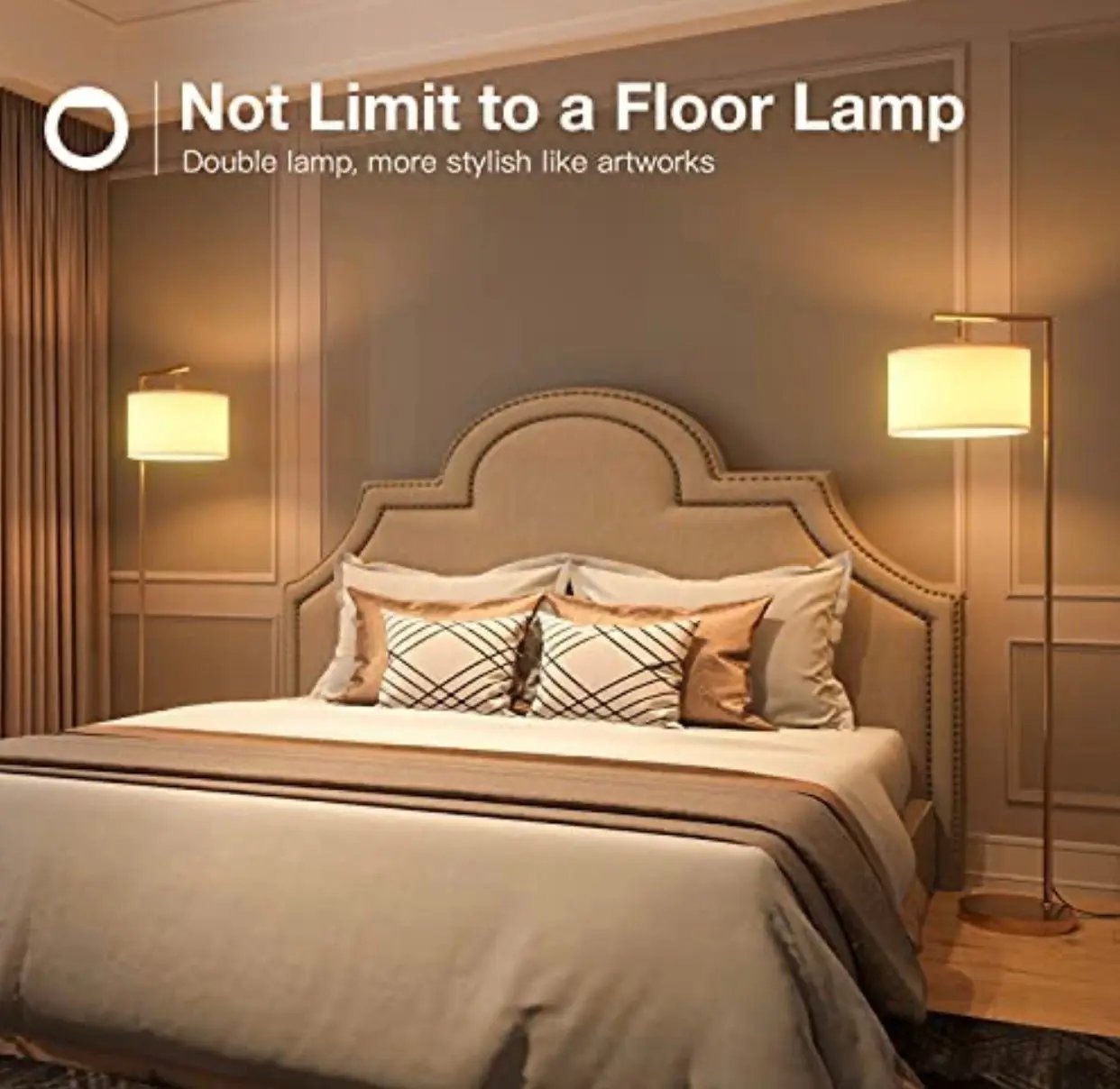 Modern Floor Lamp, Classic Standing Lamp Reading Standing Light for Bedroom Living Room with LED Bulb by Outdoor Solar Outlet