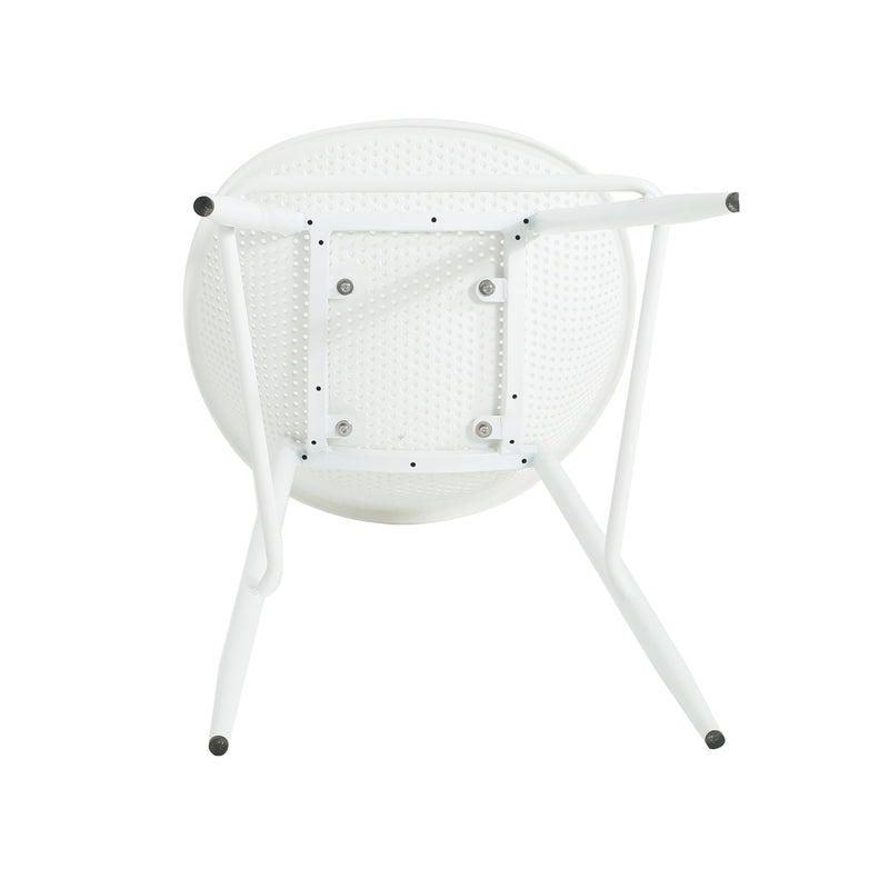 Modern Gable Outdoor Barstool Set of 2 with Perforated Design - White, photo 11 of 13