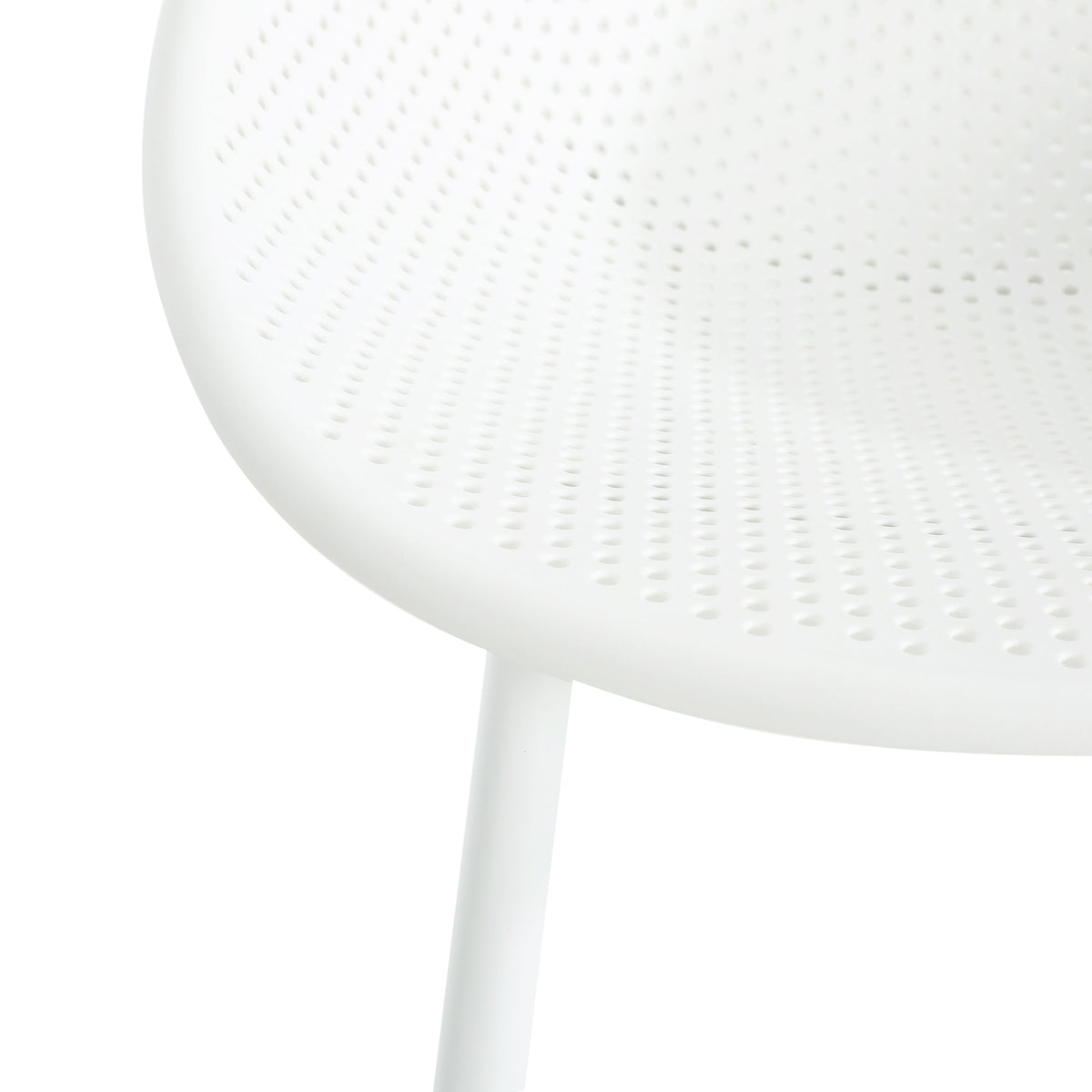 Modern Gable Outdoor Barstool Set of 2 with Perforated Design - White, photo 12 of 13