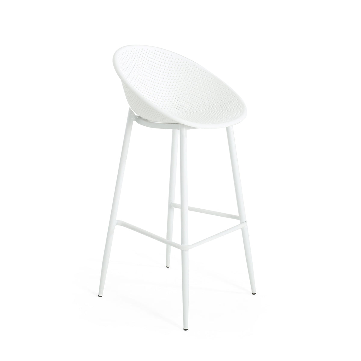 Modern Gable Outdoor Barstool Set of 2 with Perforated Design - White, photo 5 of 13