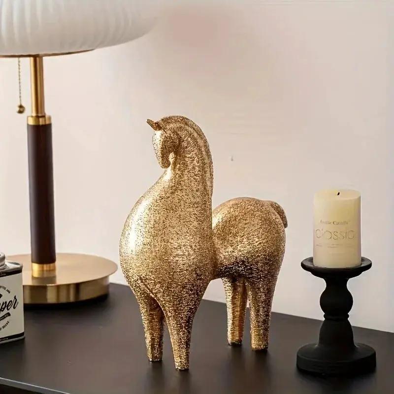 Modern Golden Horse Figurine Textured Abstract Design for Your Home by House Of Avana