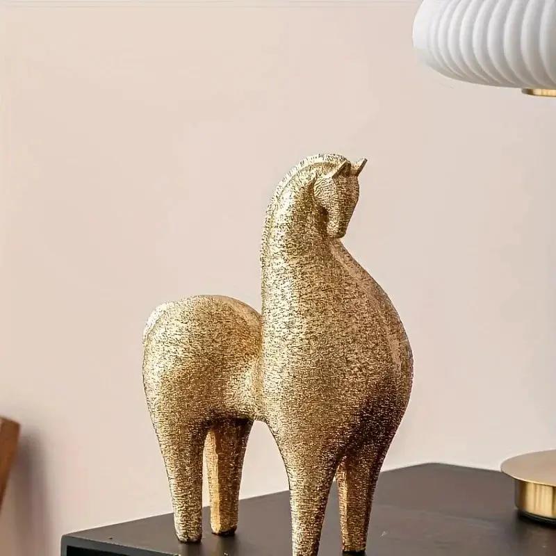Modern Golden Horse Figurine Textured Abstract Design for Your Home by House Of Avana