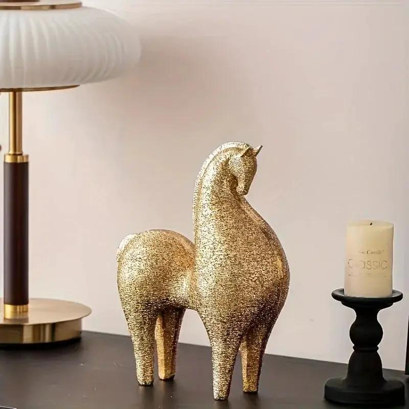 Modern Golden Horse Figurine Textured Abstract Design for Your Home by House Of Avana