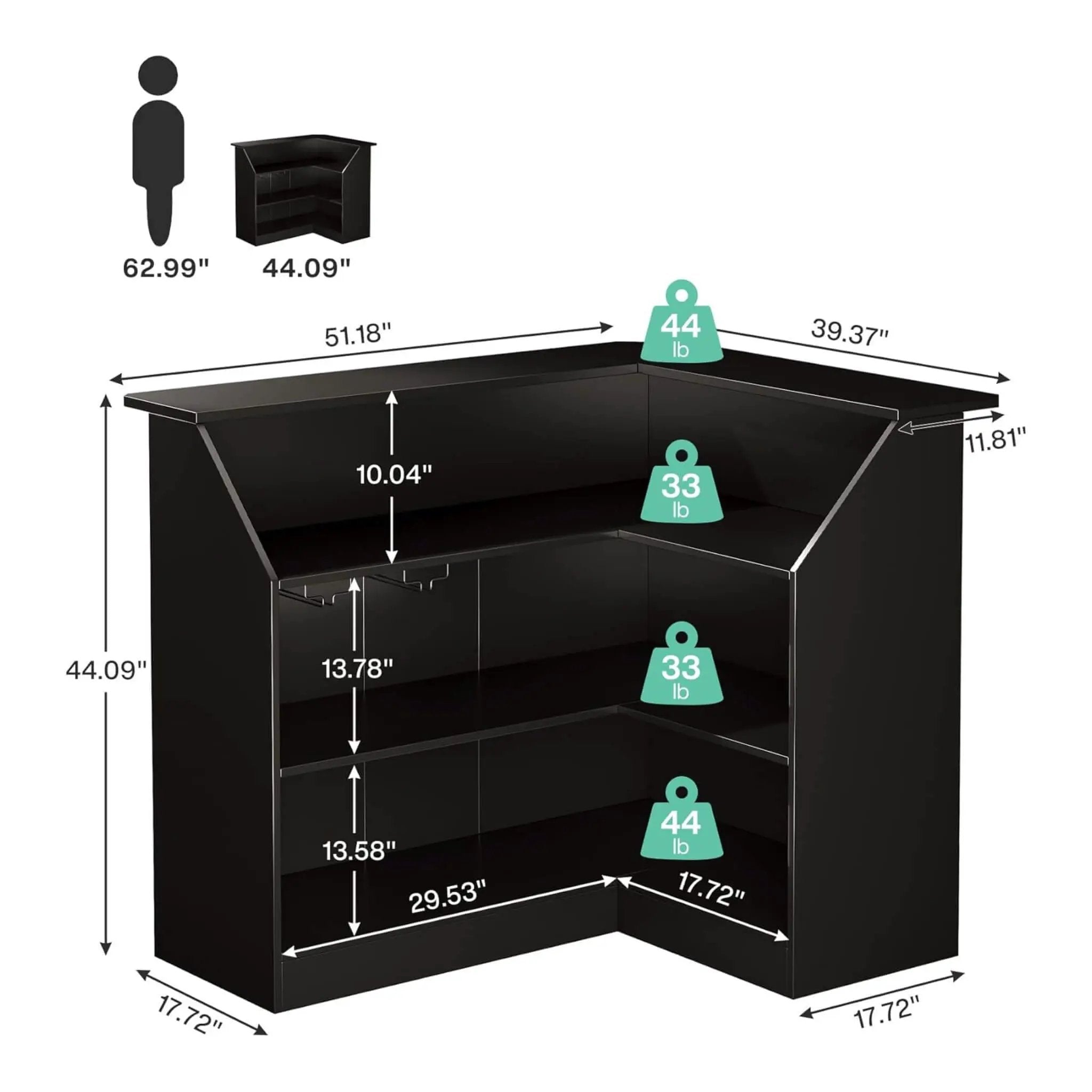 Velmor Modern L-Shaped Reception Desk With Storage Shelves (SAK81036) by SAKSBY WHOLESALE