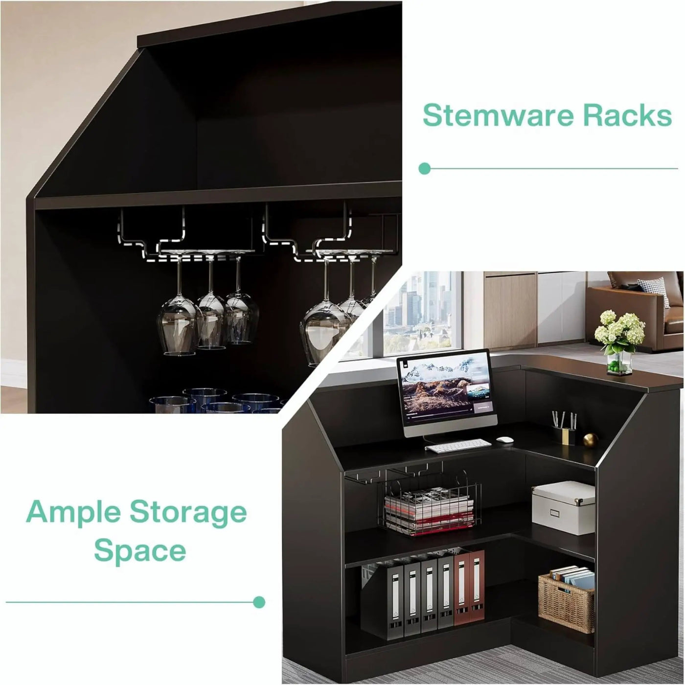 Modern L-Shaped Reception Desk With Storage Shelves (SAK81036) by SAKSBY WHOLESALE